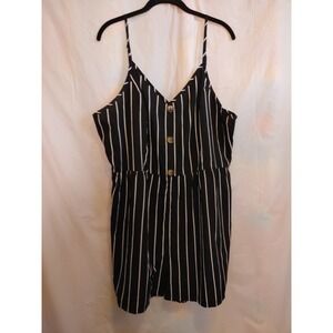 Shein Curve Black And White Striped Romper Shorts Spaghetti Strap Women's Sz 4XL